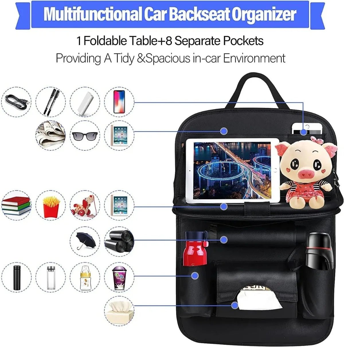 Car Backseat Organizer with Foldable Table - Easy Life