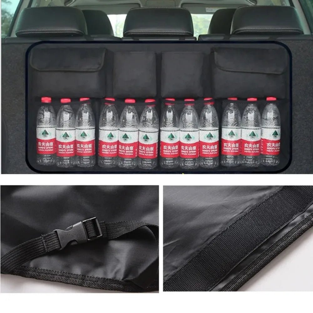 Car trunk storage bag SUV car seat back hanging bag Multi functional storage mesh bag Car interior storage items - Easy Life