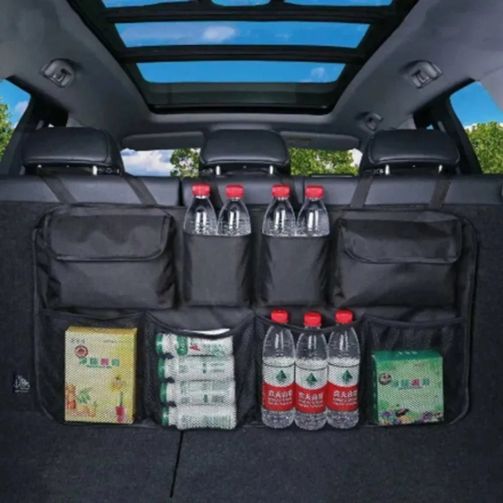 Car trunk storage bag SUV car seat back hanging bag Multi functional storage mesh bag Car interior storage items - Easy Life