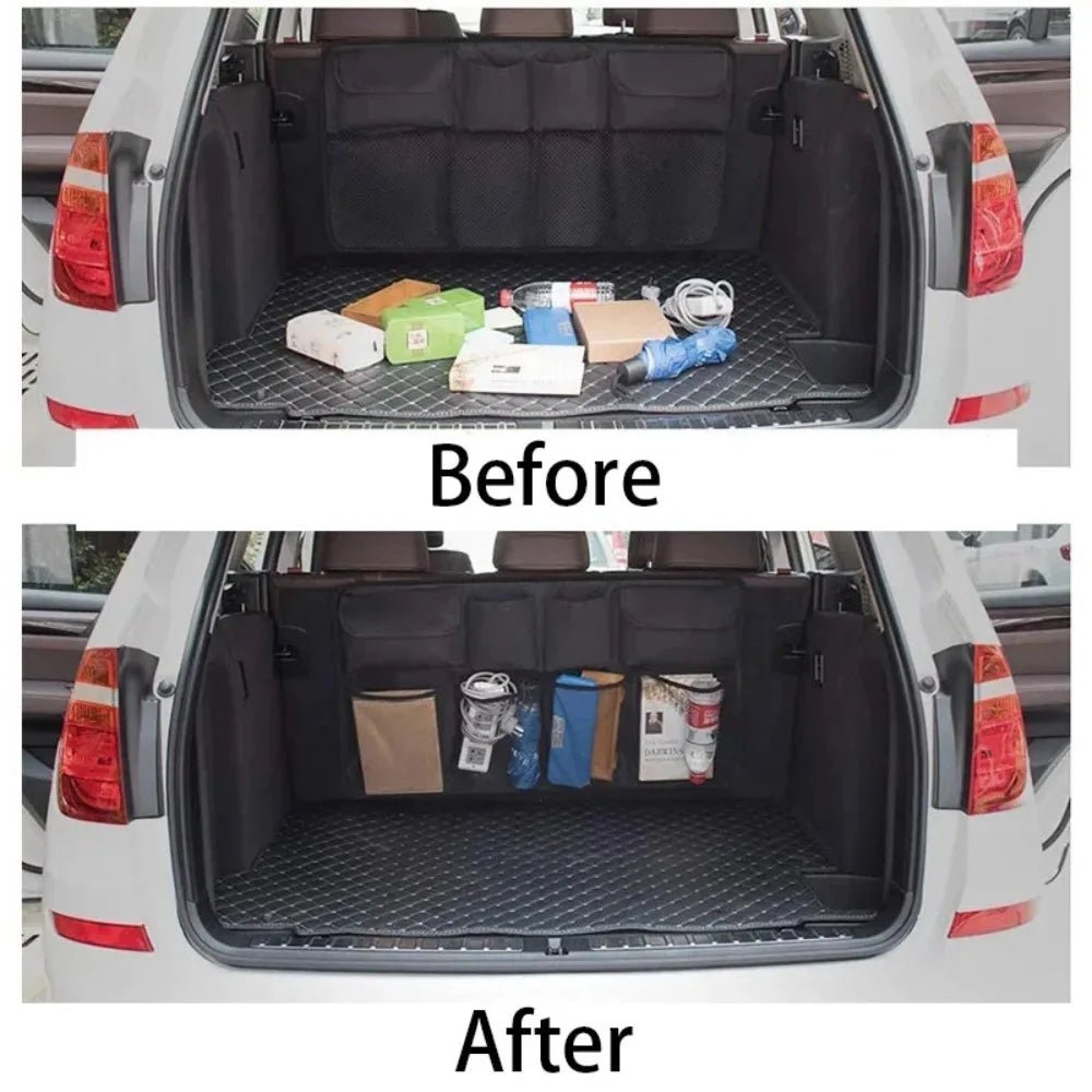 Car trunk storage bag SUV car seat back hanging bag Multi functional storage mesh bag Car interior storage items - Easy Life