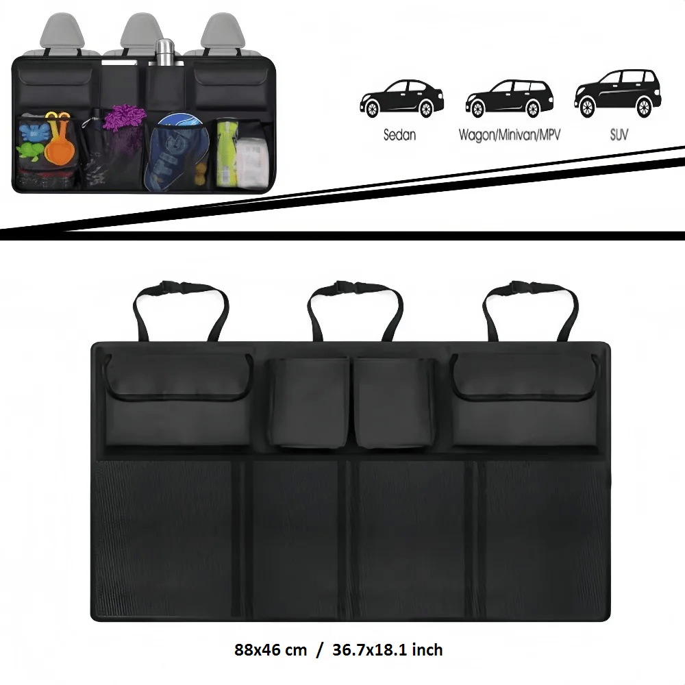Car trunk storage bag SUV car seat back hanging bag Multi functional storage mesh bag Car interior storage items - Easy Life