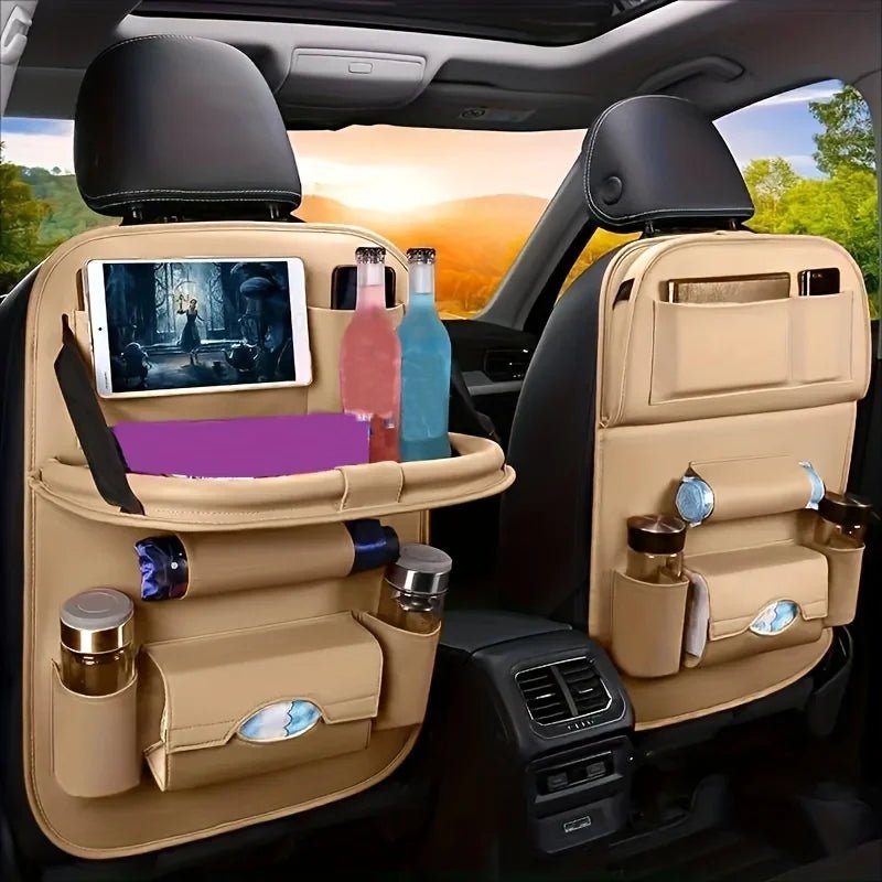 Premium Leather Backseat Organizer (With Foldable Table) - Easy Life Travel
