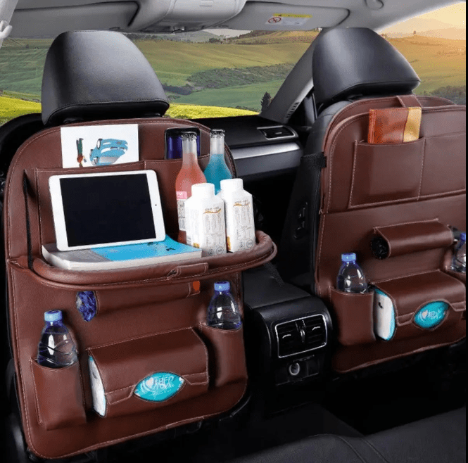 Premium Leather Backseat Organizer (With Foldable Table) - Easy Life Travel